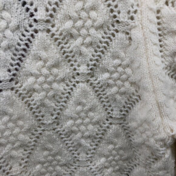 Shein Tie Front Cable Knit Cardigan Womens M Ivory Red Bow Cottagecore Prairie - Picture 7 of 9